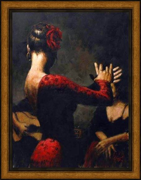 Framed Flamenco Dancer tablado painting