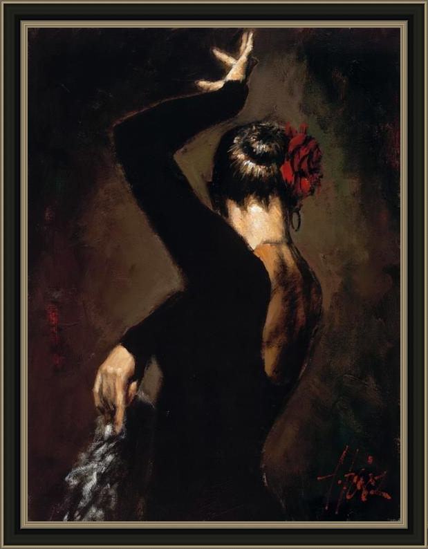Framed Flamenco Dancer terciopelo negro ii painting