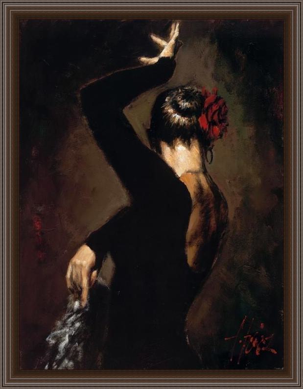 Framed Flamenco Dancer terciopelo negro ii painting