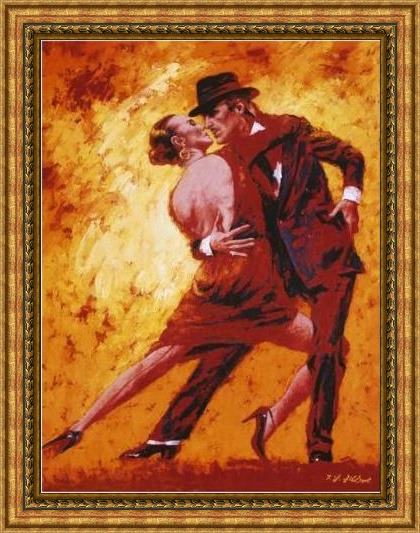 Framed Flamenco Dancer terence gilbert golden tango painting
