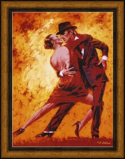 Framed Flamenco Dancer terence gilbert golden tango painting