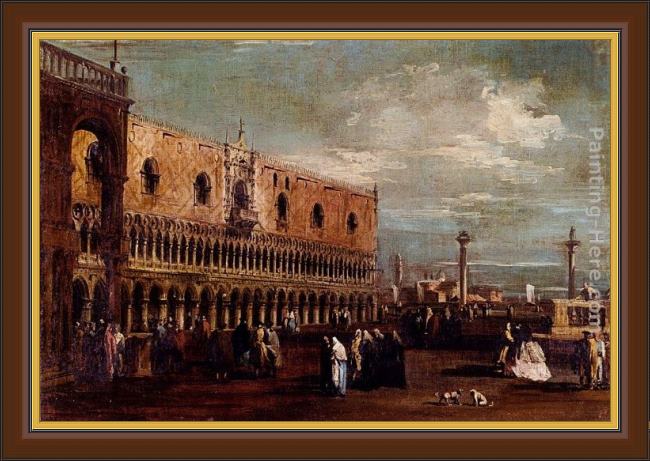 Framed Francesco Guardi venice, a view of the piazzetta looking south with the palazzo ducale painting