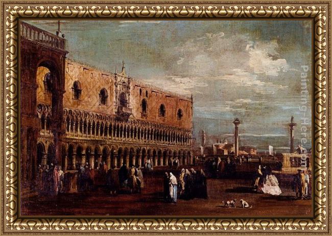 Framed Francesco Guardi venice, a view of the piazzetta looking south with the palazzo ducale painting