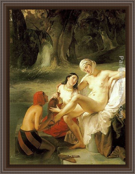 Framed Francesco Hayez bathsheba at her bath painting