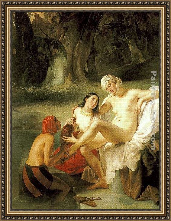 Framed Francesco Hayez bathsheba at her bath painting