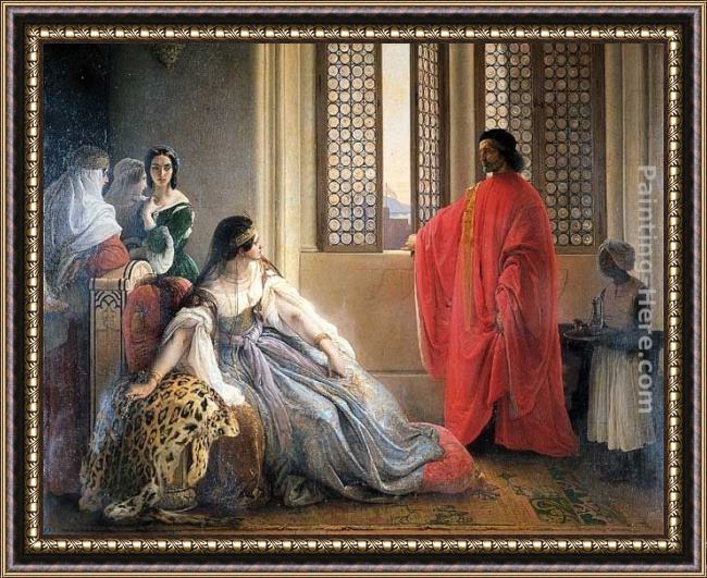 Framed Francesco Hayez caterina cornaro deposed from the throne of cyprus painting