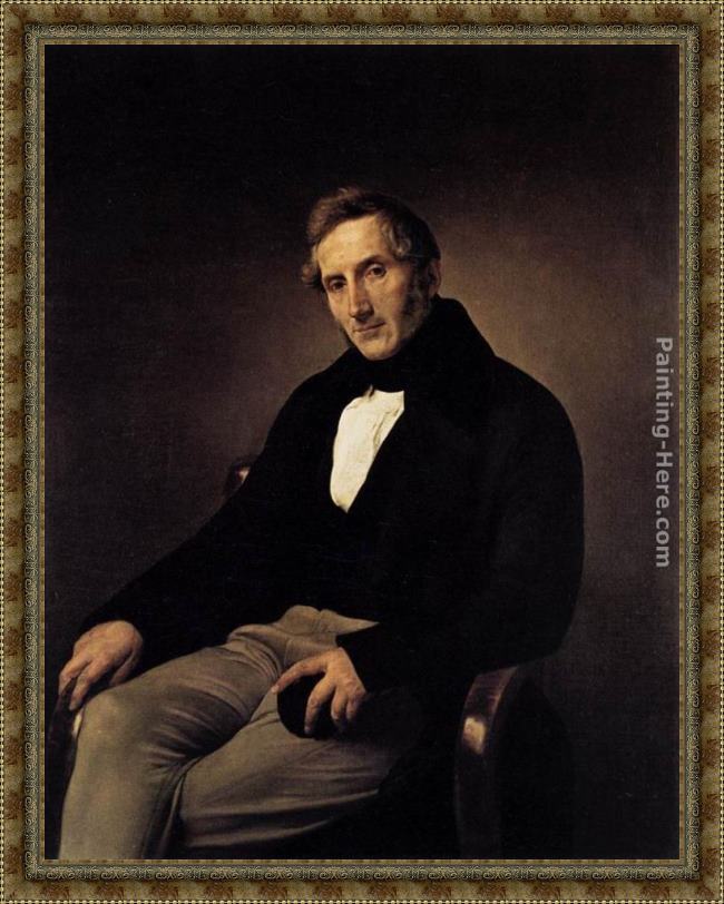 Framed Francesco Hayez portrait of alessandro manzoni painting