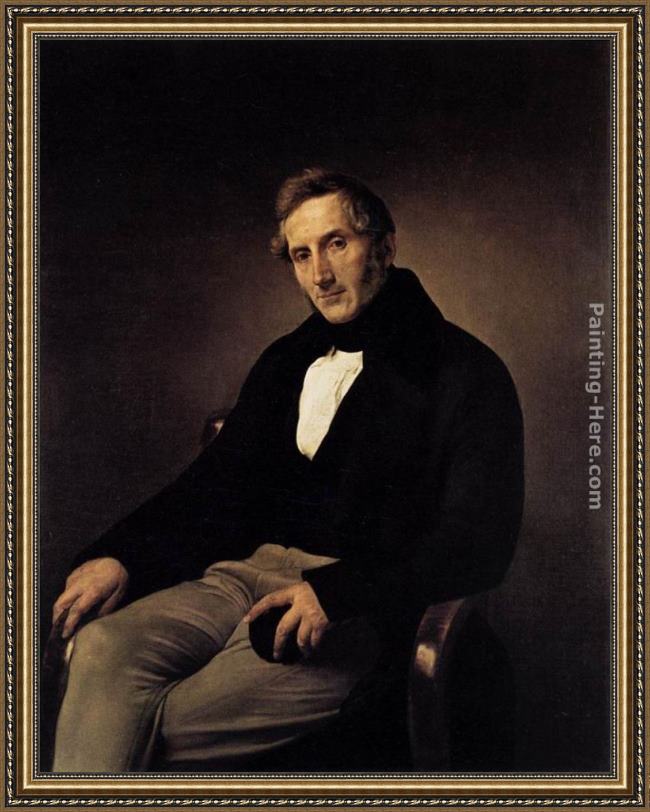 Framed Francesco Hayez portrait of alessandro manzoni painting