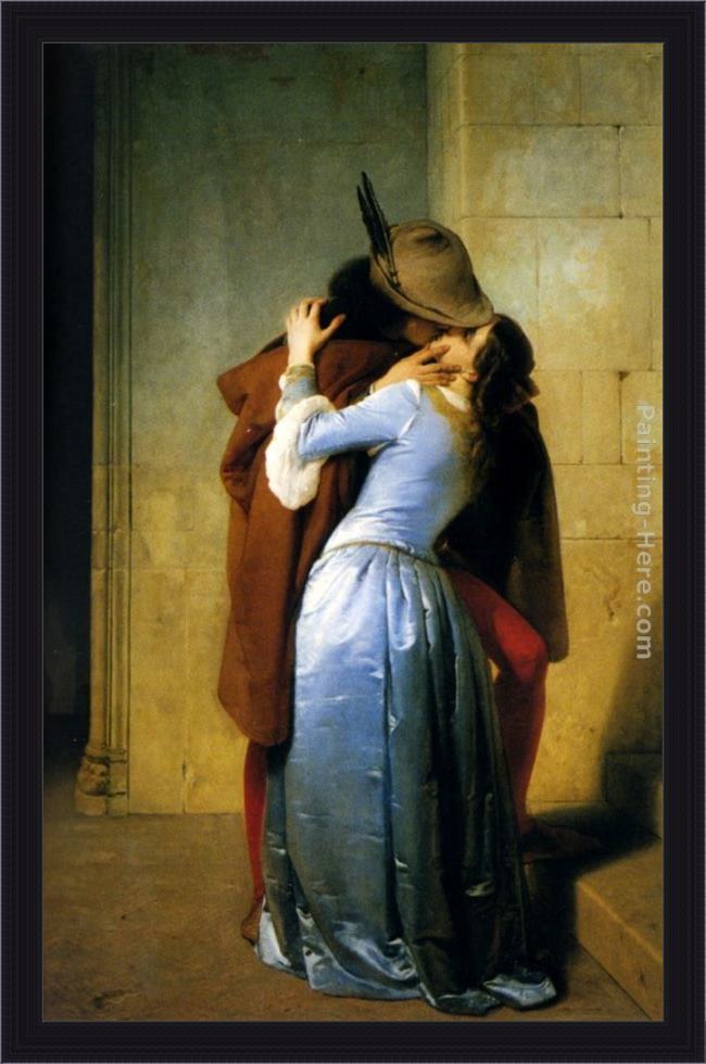 Framed Francesco Hayez the kiss painting