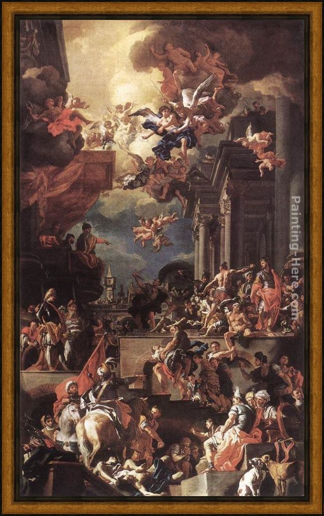 Framed Francesco Solimena the massacre of the giustiniani at chios painting