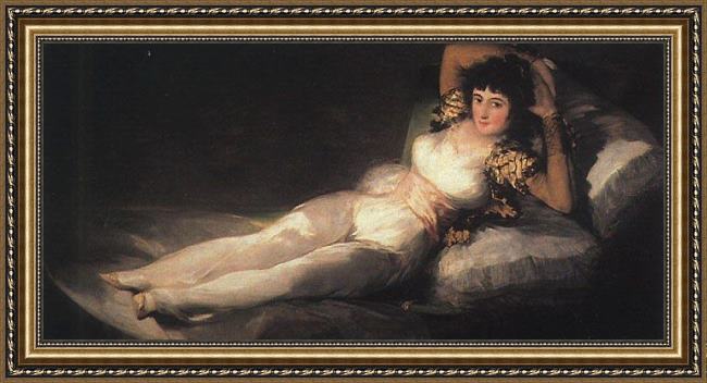 Framed Francisco de Goya clothed maja painting