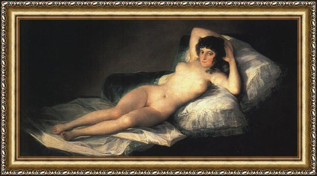 Framed Francisco de Goya nude maja painting
