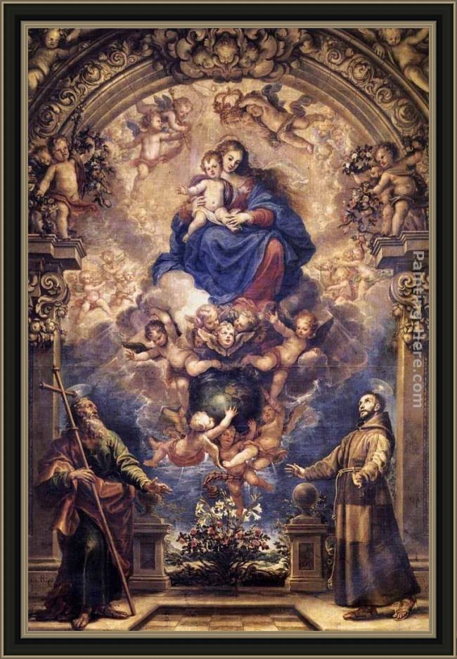 Framed Francisco Rizi virgin and child with sts philip and francis painting