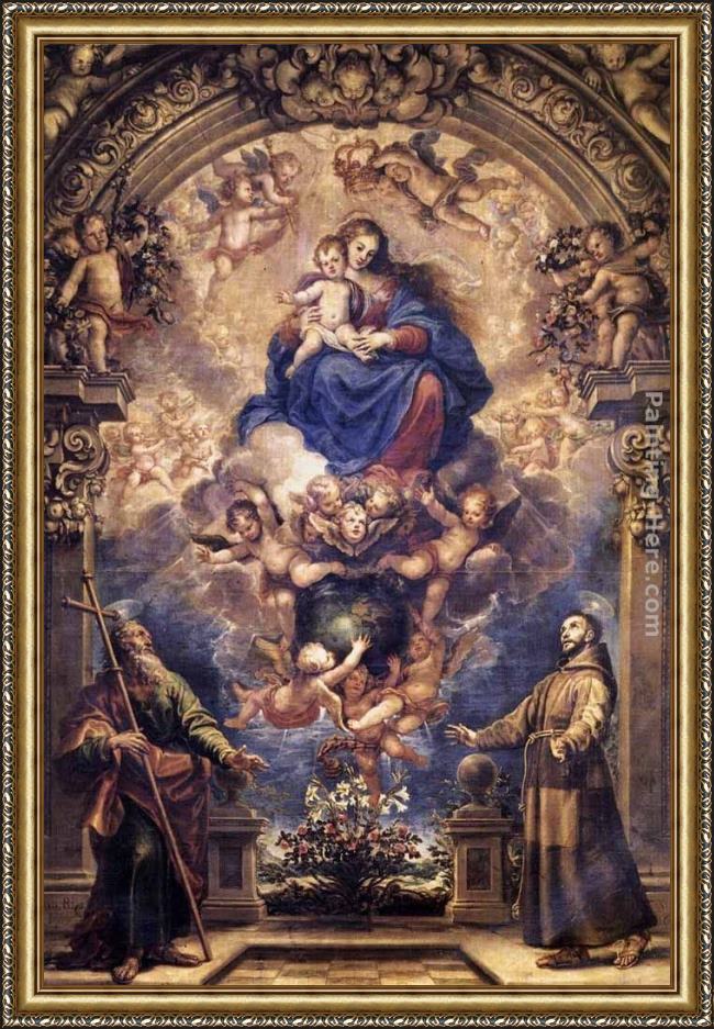 Framed Francisco Rizi virgin and child with sts philip and francis painting