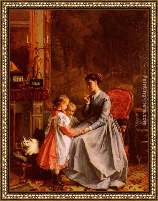 Framed Francois-Louis Lanfant de Metz the new nanny painting