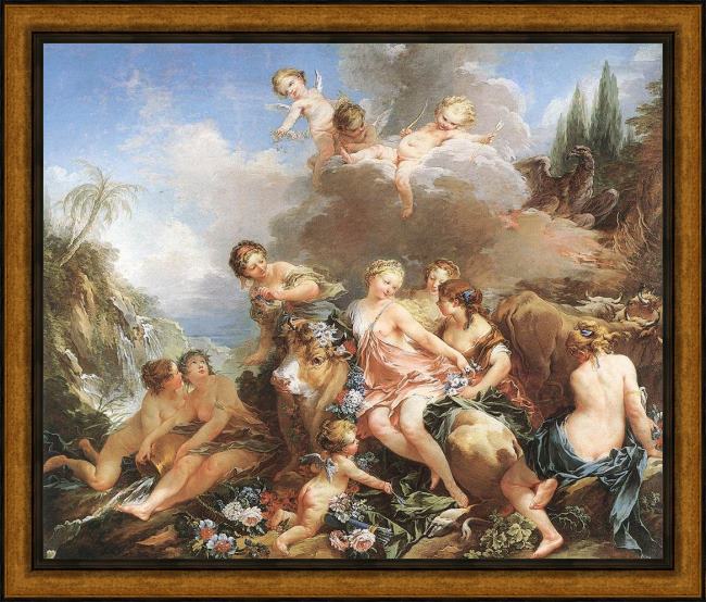Framed Francois Boucher the rape of europa painting