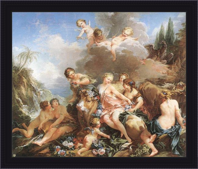 Framed Francois Boucher the rape of europa painting