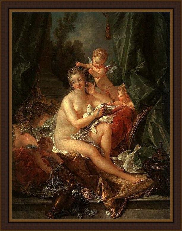 Framed Francois Boucher toilet of venus painting
