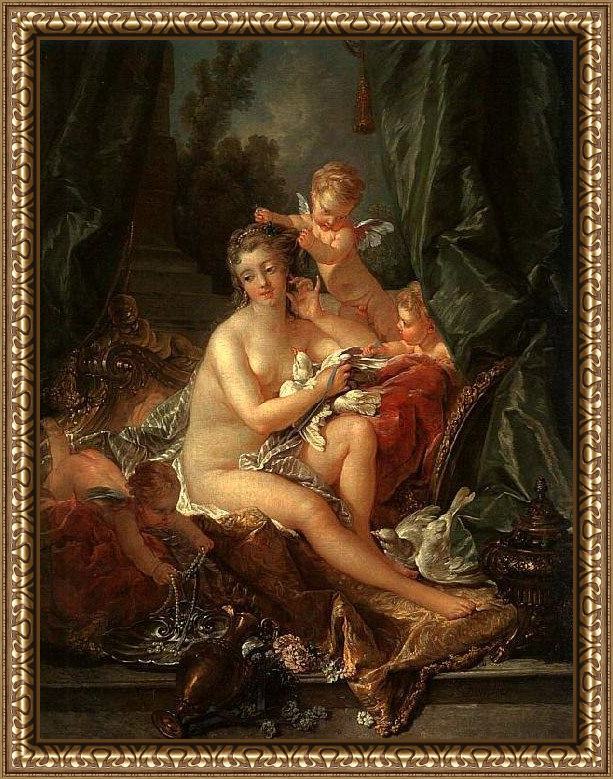 Framed Francois Boucher toilet of venus painting