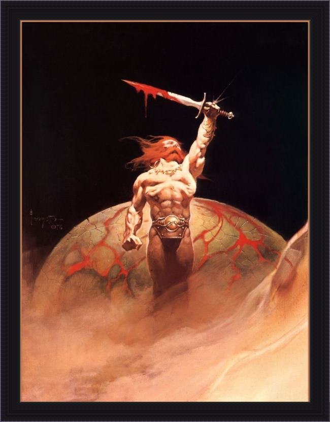 Framed Frank Frazetta bloodstone painting