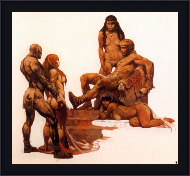 Framed Frank Frazetta rogue roman painting