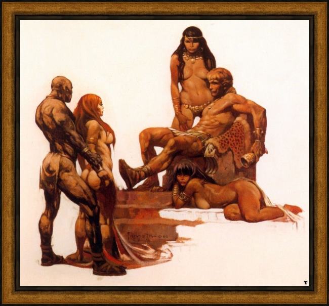Framed Frank Frazetta rogue roman painting
