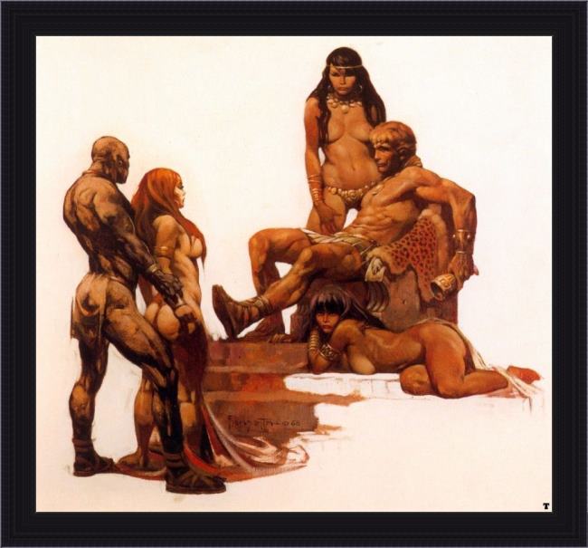 Framed Frank Frazetta rogue roman painting