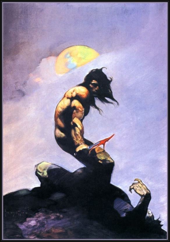 Framed Frank Frazetta tanar of pellucidar painting