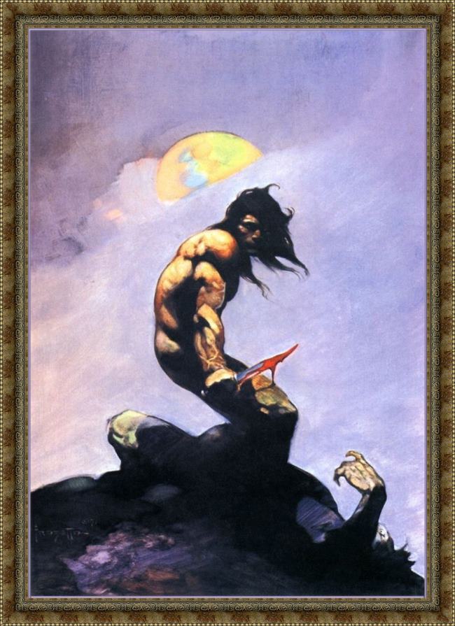 Framed Frank Frazetta tanar of pellucidar painting