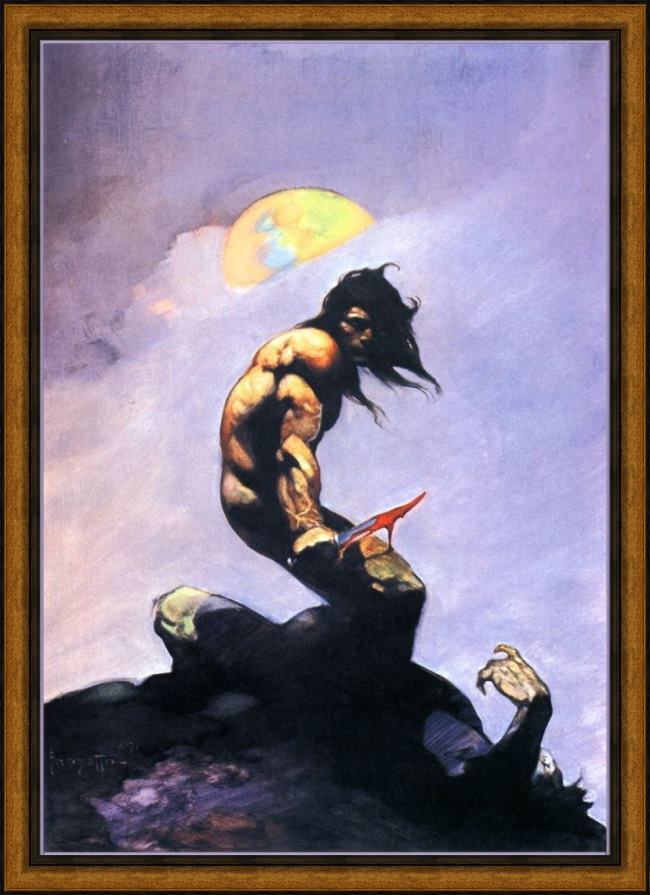 Framed Frank Frazetta tanar of pellucidar painting