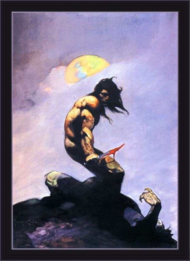 Framed Frank Frazetta tanar of pellucidar painting