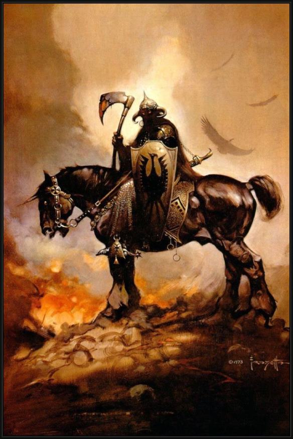 Framed Frank Frazetta the death dealer i painting
