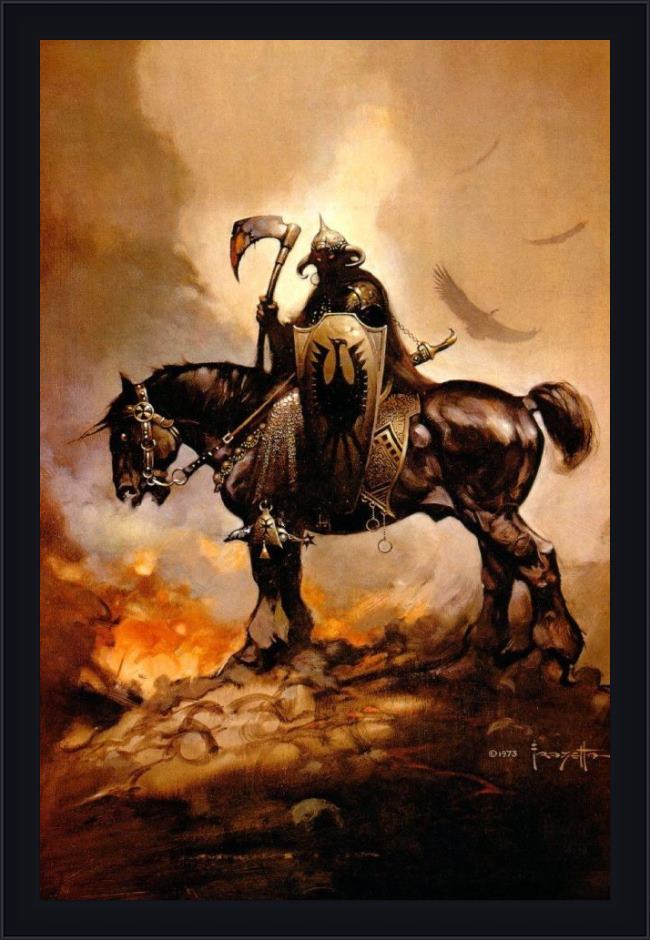 Framed Frank Frazetta the death dealer i painting