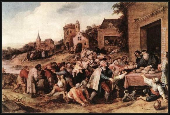 Framed Frans the younger Francken the seven acts of mercy painting