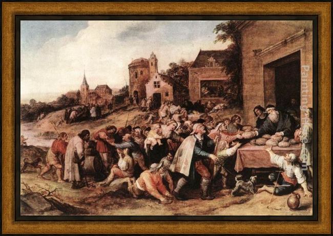 Framed Frans the younger Francken the seven acts of mercy painting