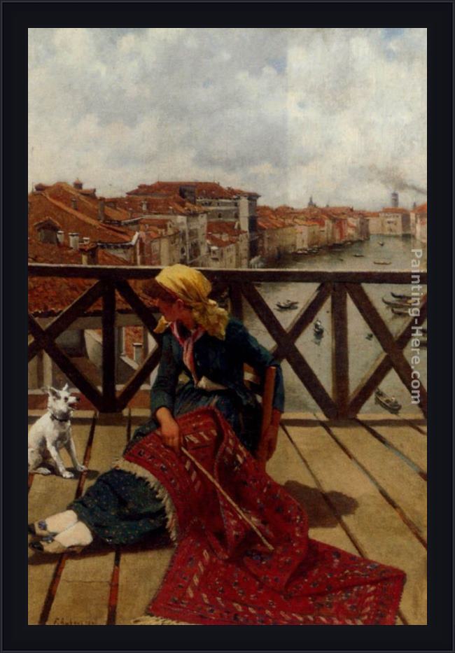Framed Franz Leo Ruben a distraction on the accademia bridge, venice painting