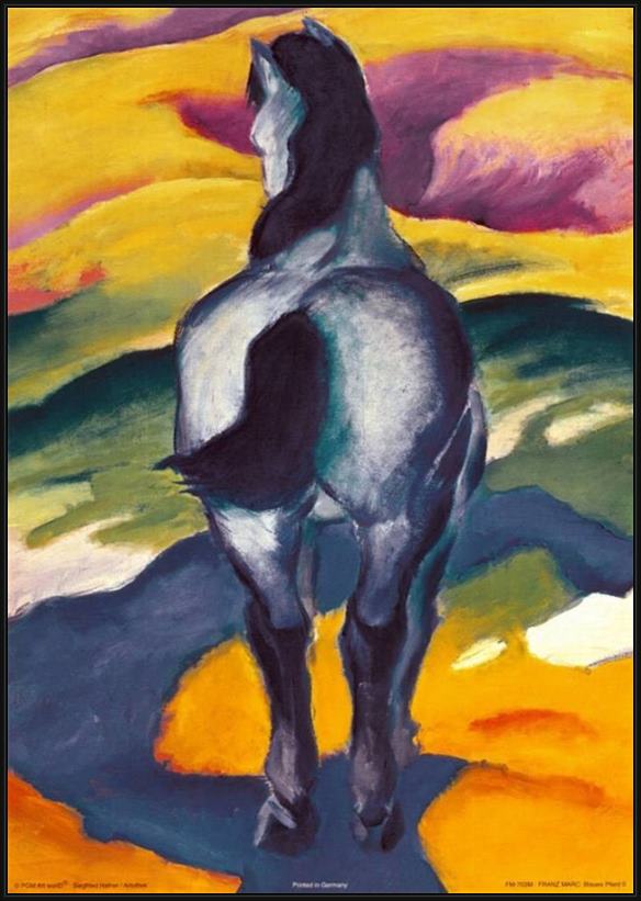 Framed Franz Marc blue horse ii painting
