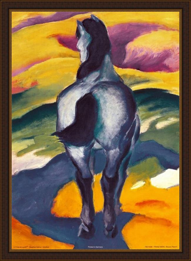 Framed Franz Marc blue horse ii painting