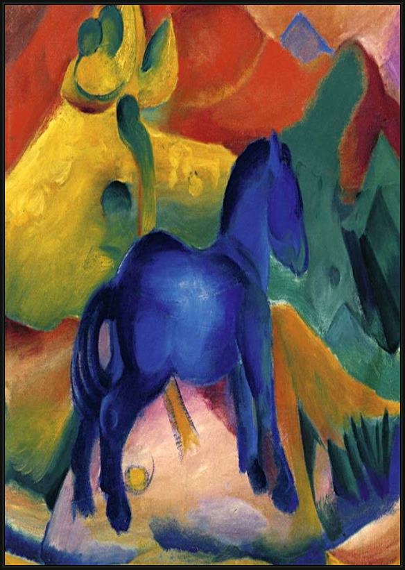Framed Franz Marc blue horses painting