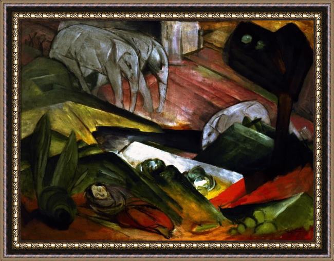 Framed Franz Marc der traum painting
