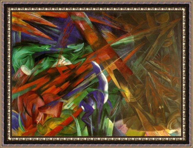 Framed Franz Marc fate animals painting