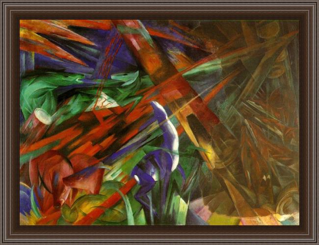 Framed Franz Marc fate of the animals painting