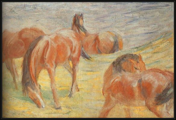 Framed Franz Marc grazing horses i painting