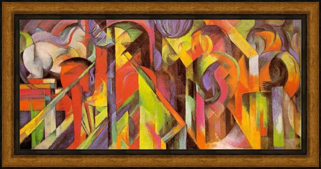 Framed Franz Marc stables painting