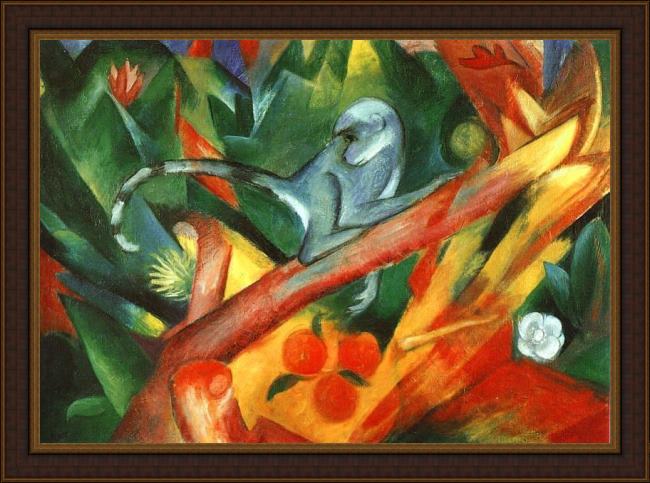 Framed Franz Marc the monkey painting