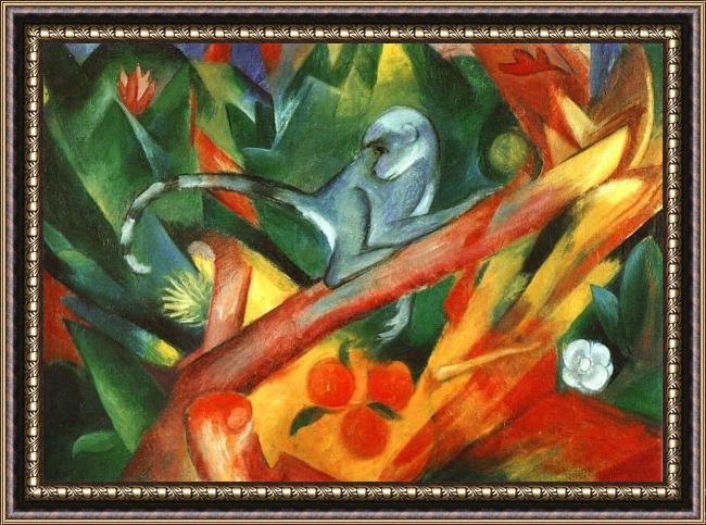 Framed Franz Marc the monkey painting