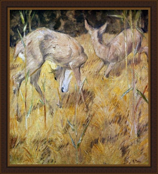 Framed Franz Marc zwei rehe im schilf painting