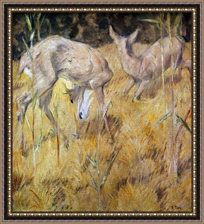 Framed Franz Marc zwei rehe im schilf painting