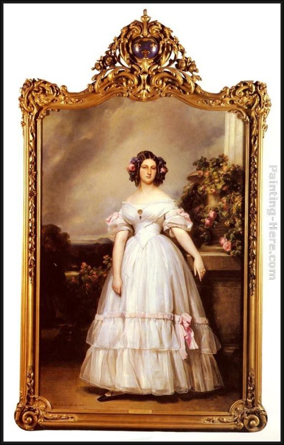 Framed Franz Xavier Winterhalter a full-length portrait of h.r.h princess marie-clementine of orleans painting