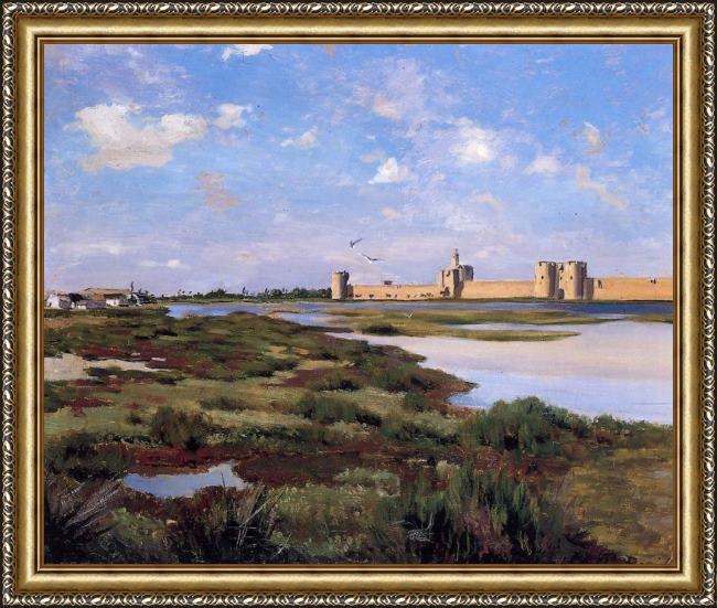 Framed Frederic Bazille aigues-mortes painting